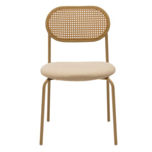 Καρέκλα James pakoworld pe rattan ύφασμα μπεζ-μέταλλο φυσικό – 058-000054