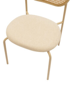 Καρέκλα James pakoworld pe rattan ύφασμα μπεζ-μέταλλο φυσικό – 058-000054