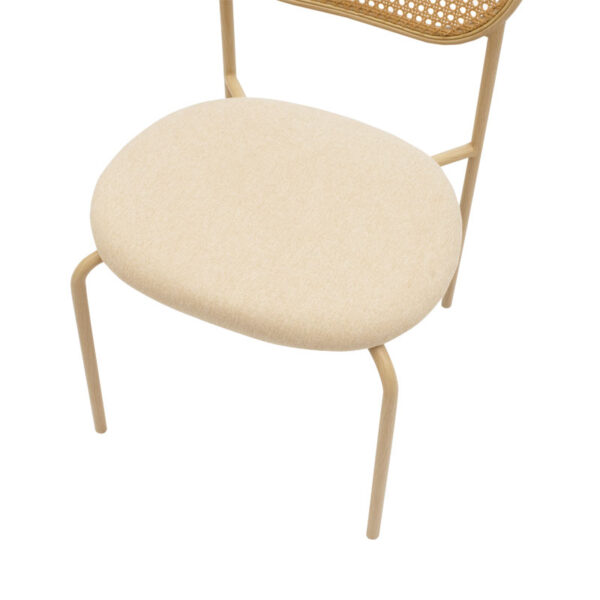 Καρέκλα James pakoworld pe rattan ύφασμα μπεζ-μέταλλο φυσικό – 058-000054