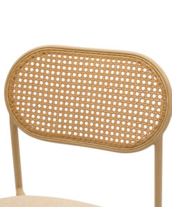Καρέκλα James pakoworld pe rattan ύφασμα μπεζ-μέταλλο φυσικό – 058-000054