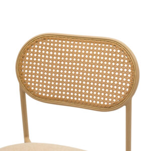 Καρέκλα James pakoworld pe rattan ύφασμα μπεζ-μέταλλο φυσικό – 058-000054