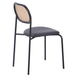 Καρέκλα James pakoworld pe rattan μπεζ-pu μαύρο-μέταλλο φυσικό – 058-000055