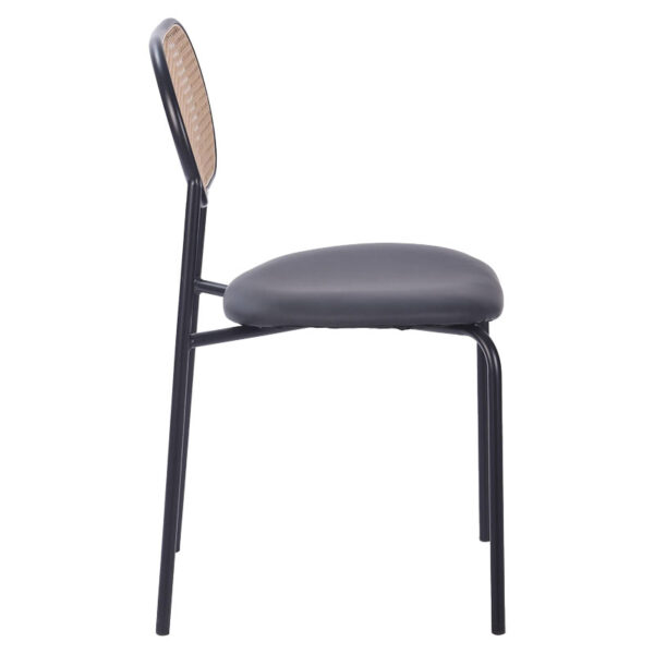 Καρέκλα James pakoworld pe rattan μπεζ-pu μαύρο-μέταλλο φυσικό – 058-000055