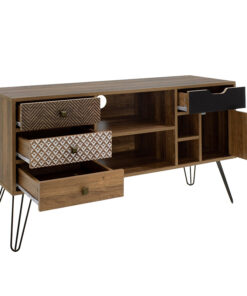 Έπιπλο τηλεόρασης Boho pakoworld καρυδί με μεταλλικά πόδια 120x39x64εκ – 066-000002