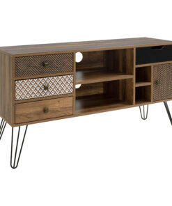 Έπιπλο τηλεόρασης Boho pakoworld καρυδί με μεταλλικά πόδια 120x39x64εκ – 066-000002