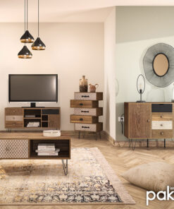 Τραπέζι σαλονιού Boho pakoworld καρυδί με μεταλλικά πόδια 100x50x46εκ – 066-000005