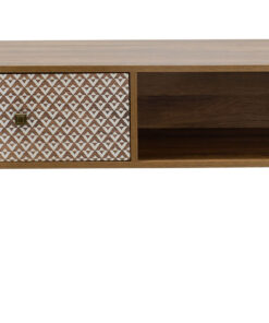 Τραπέζι σαλονιού Boho pakoworld καρυδί με μεταλλικά πόδια 100x50x46εκ – 066-000005