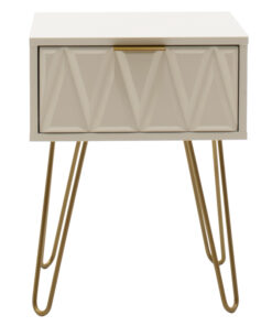 Κομοδίνο Isla pakoworld χρώμα λευκό painting-χρυσό 42x35x55εκ – 066-000009