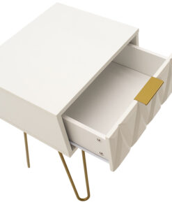 Κομοδίνο Isla pakoworld χρώμα λευκό painting-χρυσό 42x35x55εκ – 066-000009