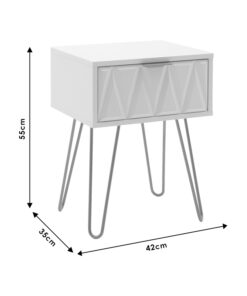 Κομοδίνο Isla pakoworld χρώμα λευκό painting-χρυσό 42x35x55εκ – 066-000009