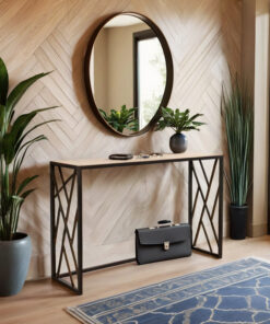 Κονσόλα Ivy pakoworld χρώμα καρυδί-μαύρο 120x35x75εκ – 066-000015