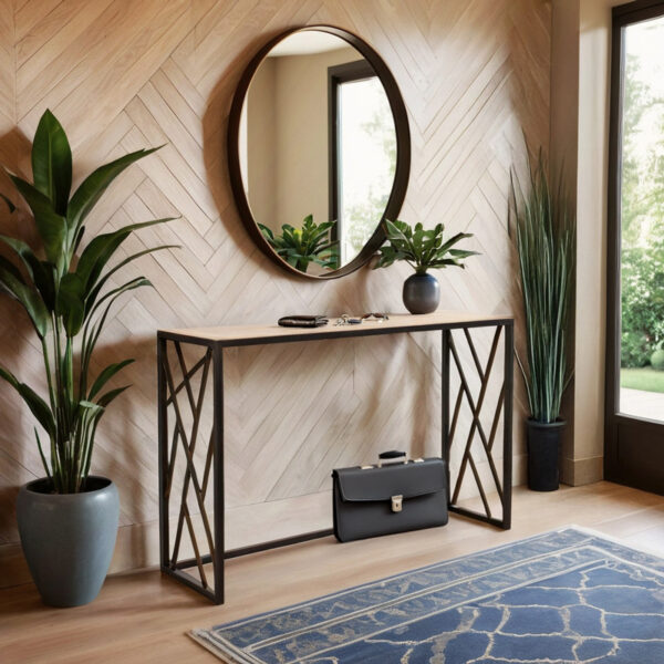 Κονσόλα Ivy pakoworld χρώμα καρυδί-μαύρο 120x35x75εκ – 066-000015