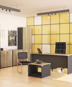 Γραφείο εργασίας επαγγελματικό Lotus pakoworld φυσικό-ανθρακί 120x80x75εκ – 069-000013