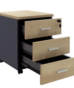 Συρταριέρα τροχήλατη Lotus pakoworld 3ων συρταριών φυσικό-ανθρακί χρώμα 40x47x55εκ – 069-000018