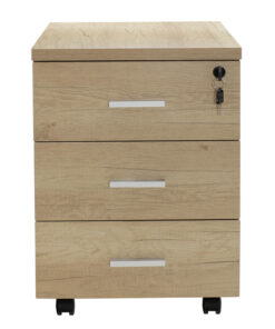 Συρταριέρα τροχήλατη Lotus pakoworld 3ων συρταριών φυσικό-ανθρακί χρώμα 40x47x55εκ – 069-000018