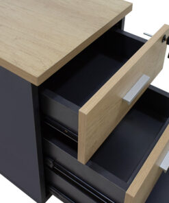 Συρταριέρα τροχήλατη Lotus pakoworld 3ων συρταριών φυσικό-ανθρακί χρώμα 40x47x55εκ – 069-000018