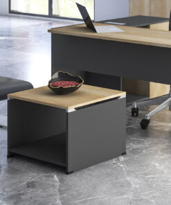 Τραπέζι γραφείου επισκέπτη Lotus pakoworld χρώμα φυσικό – ανθρακί 60x60x45εκ – 069-000021