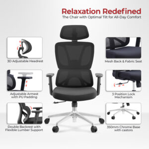 Καρέκλα γραφείου διευθυντή Aish pakoworld mesh ύφασμα μαύρο 64x66x130εκ – 069-000075