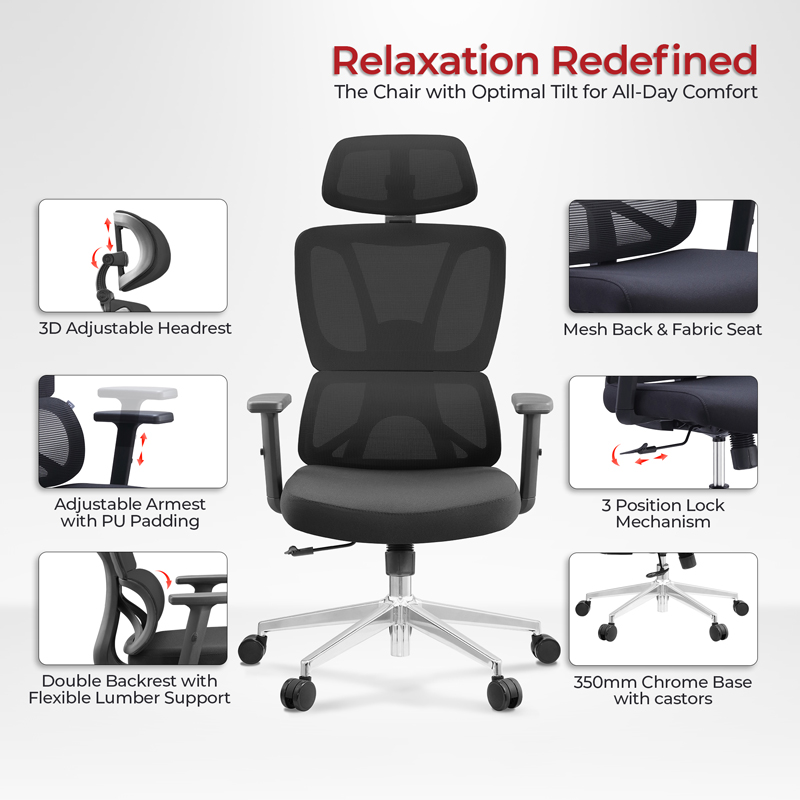 Καρέκλα γραφείου διευθυντή Aish pakoworld mesh ύφασμα μαύρο 64x66x130εκ – 069-000075