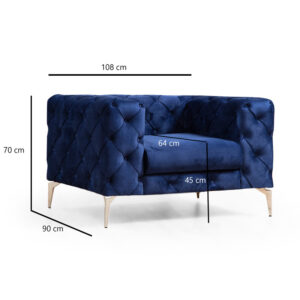 Πολυθρόνα PWF-0579 pakoworld ύφασμα μπλε 108x90x70εκ – 071-001290
