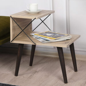 Βοηθητικό τραπέζι-κομοδίνο Gather pakoworld sonoma-καρυδί 50x40x55εκ – 071-001532