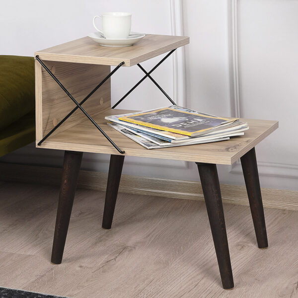 Βοηθητικό τραπέζι-κομοδίνο Gather pakoworld sonoma-καρυδί 50x40x55εκ – 071-001532