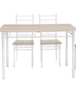 Τραπεζαρία Roza pakoworld σετ 5τμχ χρώμα sonoma – πόδια λευκό gloss 120x70x75εκ – 072-000001