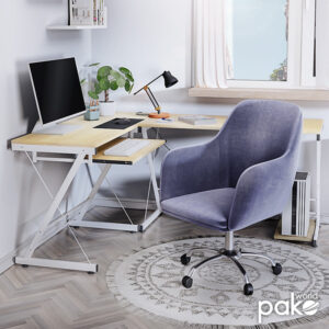 Γραφείο γωνιακό αναστρέψιμο Levi pakoworld-MDF χρώμα oak-λευκό 158x120x73εκ – 072-000022