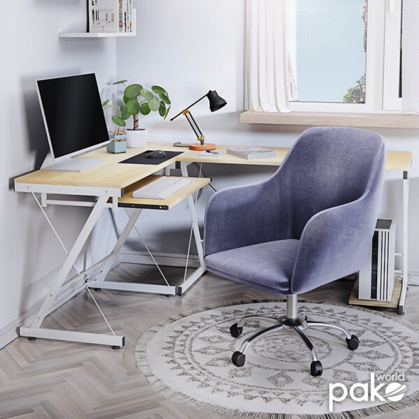 Γραφείο γωνιακό αναστρέψιμο Levi pakoworld-MDF χρώμα oak-λευκό 158x120x73εκ – 072-000022