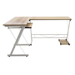 Γραφείο γωνιακό αναστρέψιμο Levi pakoworld-MDF χρώμα oak-λευκό 158x120x73εκ – 072-000022