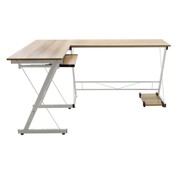 Γραφείο γωνιακό αναστρέψιμο Levi pakoworld-MDF χρώμα oak-λευκό 158x120x73εκ – 072-000022