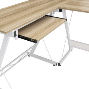 Γραφείο γωνιακό αναστρέψιμο Levi pakoworld-MDF χρώμα oak-λευκό 158x120x73εκ – 072-000022