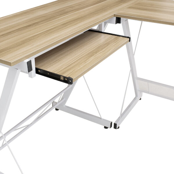 Γραφείο γωνιακό αναστρέψιμο Levi pakoworld-MDF χρώμα oak-λευκό 158x120x73εκ – 072-000022