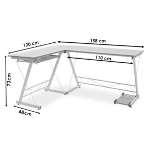 Γραφείο γωνιακό αναστρέψιμο Levi pakoworld-MDF χρώμα oak-λευκό 158x120x73εκ – 072-000022
