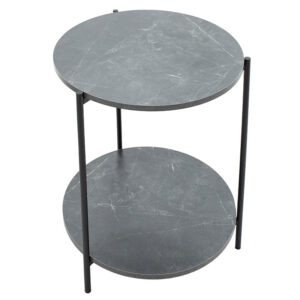 Βοηθητικό τραπέζι Rhythm MDF γκρι μαρμάρου-μαύρο Φ48x60cm – 072-000064