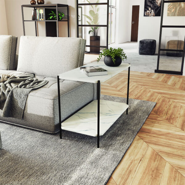 Βοηθητικό τραπέζι Mara MDF λευκό μαρμάρου-μαύρο 80x40x55cm – 072-000065