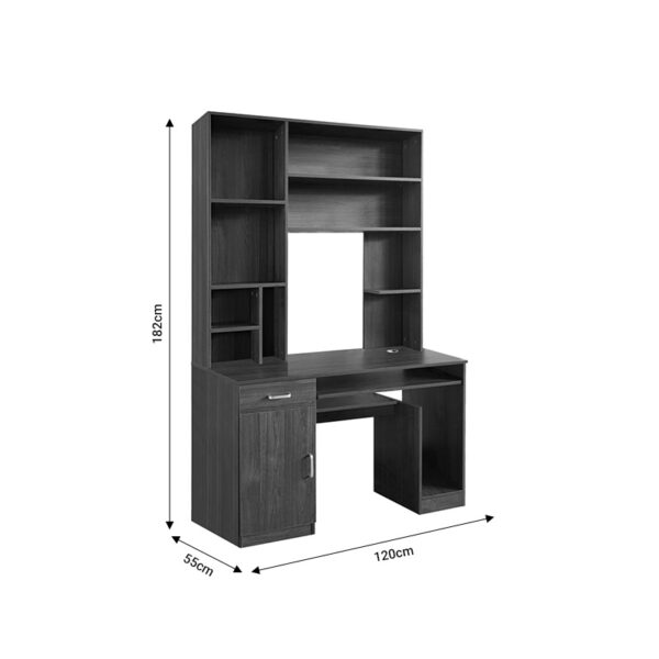 Γραφείο υπολογιστή με βιβλιοθήκη Novelty pakoworld γκρι-oak 120x55x182εκ – 072-000089