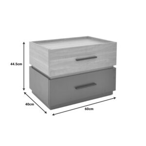 Κομοδίνο Sonlen pakoworld mdf σε sonoma-ανθρακί απόχρωση 60x40x44.5εκ – 072-000104