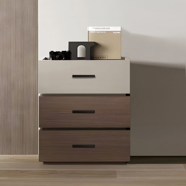 Κομοδίνο Sonlen pakoworld mdf σε καρυδί-μπεζ απόχρωση 60x40x66εκ – 072-000106