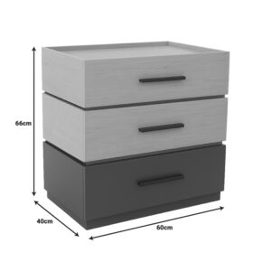 Κομοδίνο Sonlen pakoworld mdf σε sonoma-ανθρακί απόχρωση 60x40x66εκ – 072-000107