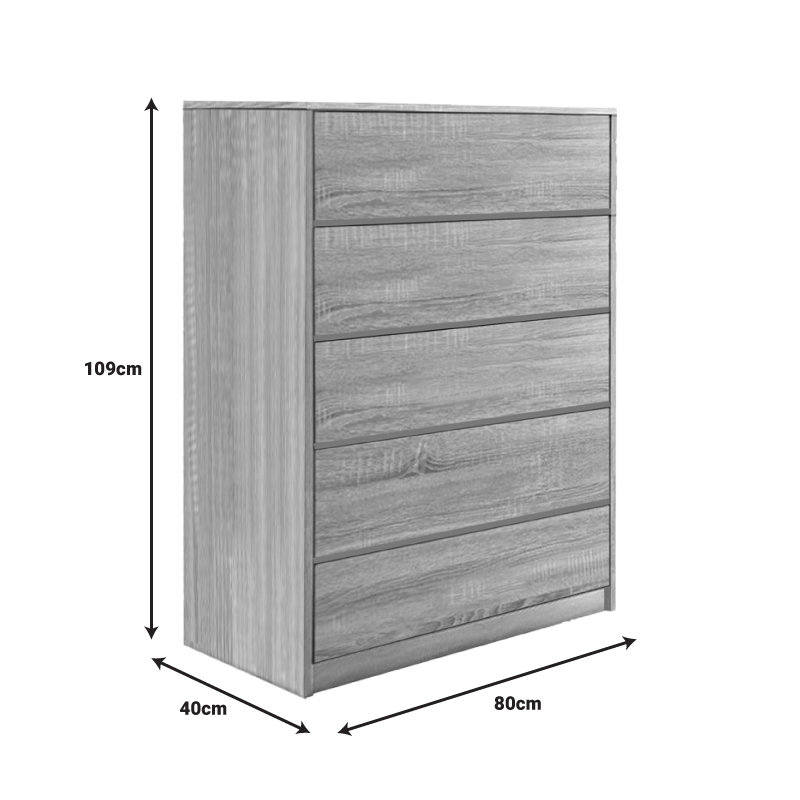Συρταριέρα Kuanger pakoworld mdf σε φυσική απόχρωση 80x40x109εκ – 072-000109