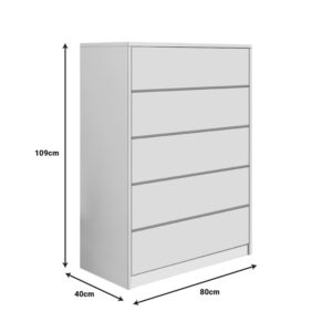 Συρταριέρα Kuanger pakoworld mdf σε λευκή απόχρωση 80x40x109εκ – 072-000110