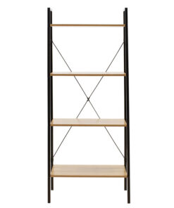 Βιβλιοθήκη- Ραφιέρα Ramon pakoworld φυσικό-μαύρο 60x23x145,5εκ – 085-000001