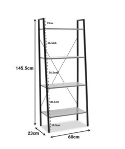 Βιβλιοθήκη- Ραφιέρα Ramon pakoworld φυσικό-μαύρο 60x23x145,5εκ – 085-000001