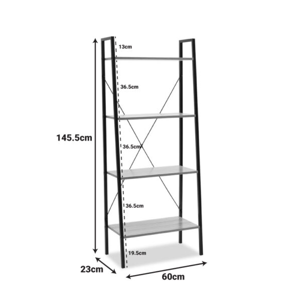Βιβλιοθήκη- Ραφιέρα Ramon pakoworld φυσικό-μαύρο 60x23x145,5εκ – 085-000001