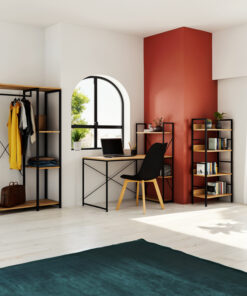 Βιβλιοθήκη- Ραφιέρα Ramon pakoworld φυσικό-μαύρο 60x28x125,5εκ – 085-000002