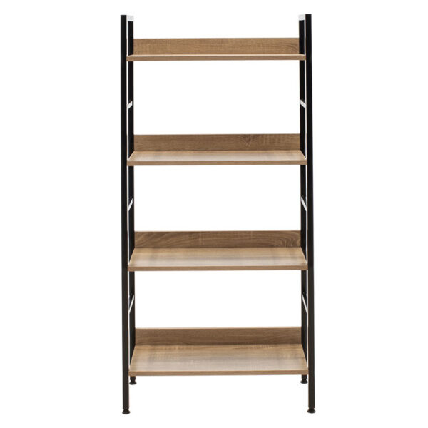 Βιβλιοθήκη- Ραφιέρα Ramon pakoworld φυσικό-μαύρο 60x28x125,5εκ – 085-000002