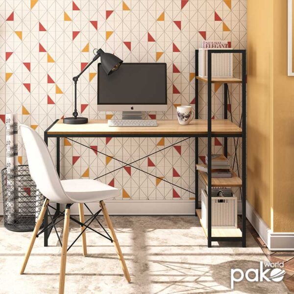 Γραφείο-ραφιέρα Ramon pakoworld φυσικό-μαύρο 122x64x120εκ – 085-000003