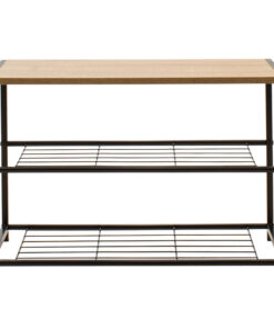 Παπουτσοθήκη Ramon pakoworld 6 ζευγών φυσικό-μαύρο 63x30x43εκ – 085-000010