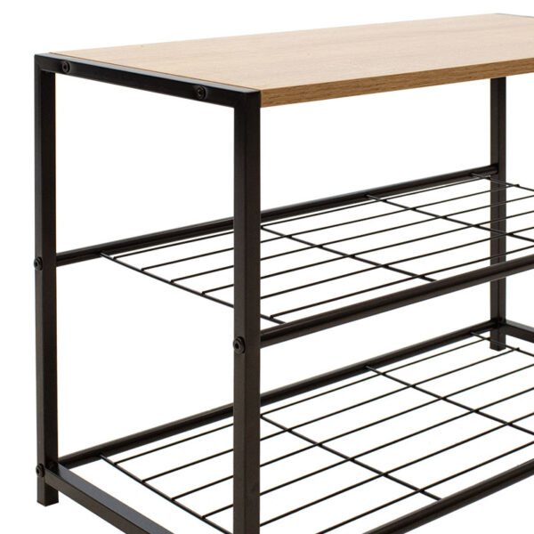 Παπουτσοθήκη Ramon pakoworld 6 ζευγών φυσικό-μαύρο 63x30x43εκ – 085-000010
